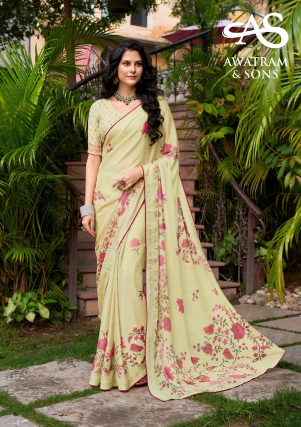 DESIGNER PRINTED BRASSO CHIFFON SAREE(SU36751)