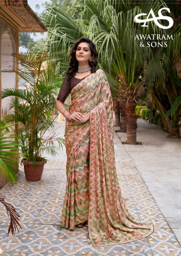 DESIGNER PRINTED BRASSO CHIFFON SAREE(SU36754)