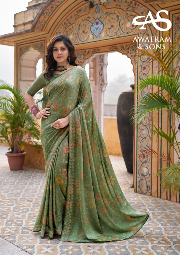 DESIGNER PRINTED BRASSO CHIFFON SAREE(SU36759)